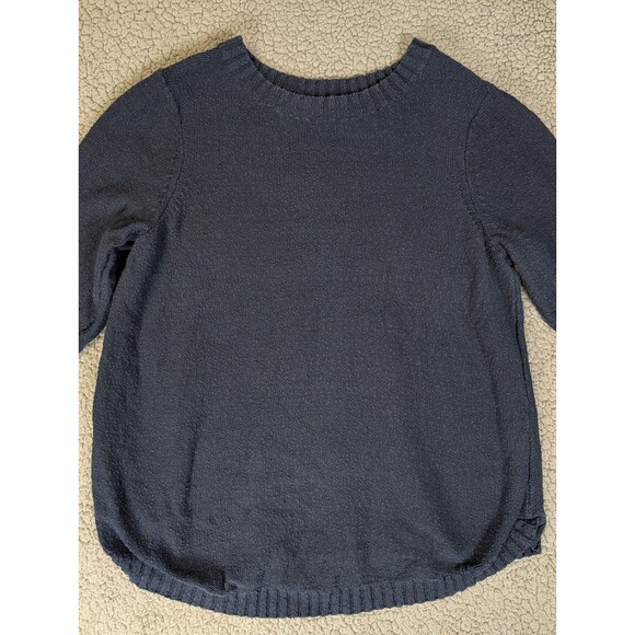 J Jill Short Sleeve Sweater Womens Navy Blouse Top Size XL Tall 100% Cotton - Picture 1 of 12